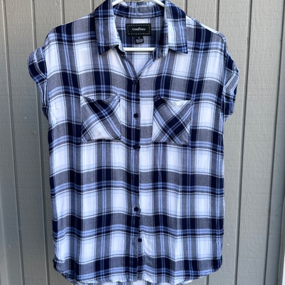 confess Tops - Boyfriend Oversized Plaid Button-Down Shirt | Women's S